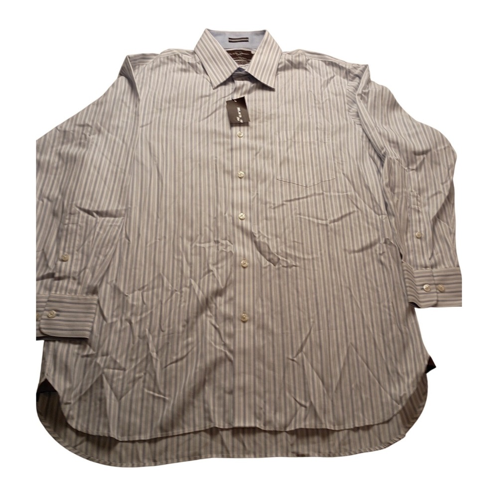 Black Brown 1826 Dress Shirt Men's Classic Fit Non-Iron Striped 16.5 32/33 NWT